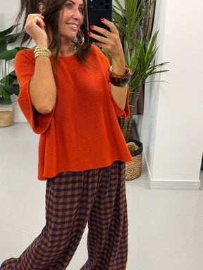 Gracie Crop Sleeve Knit - Rust