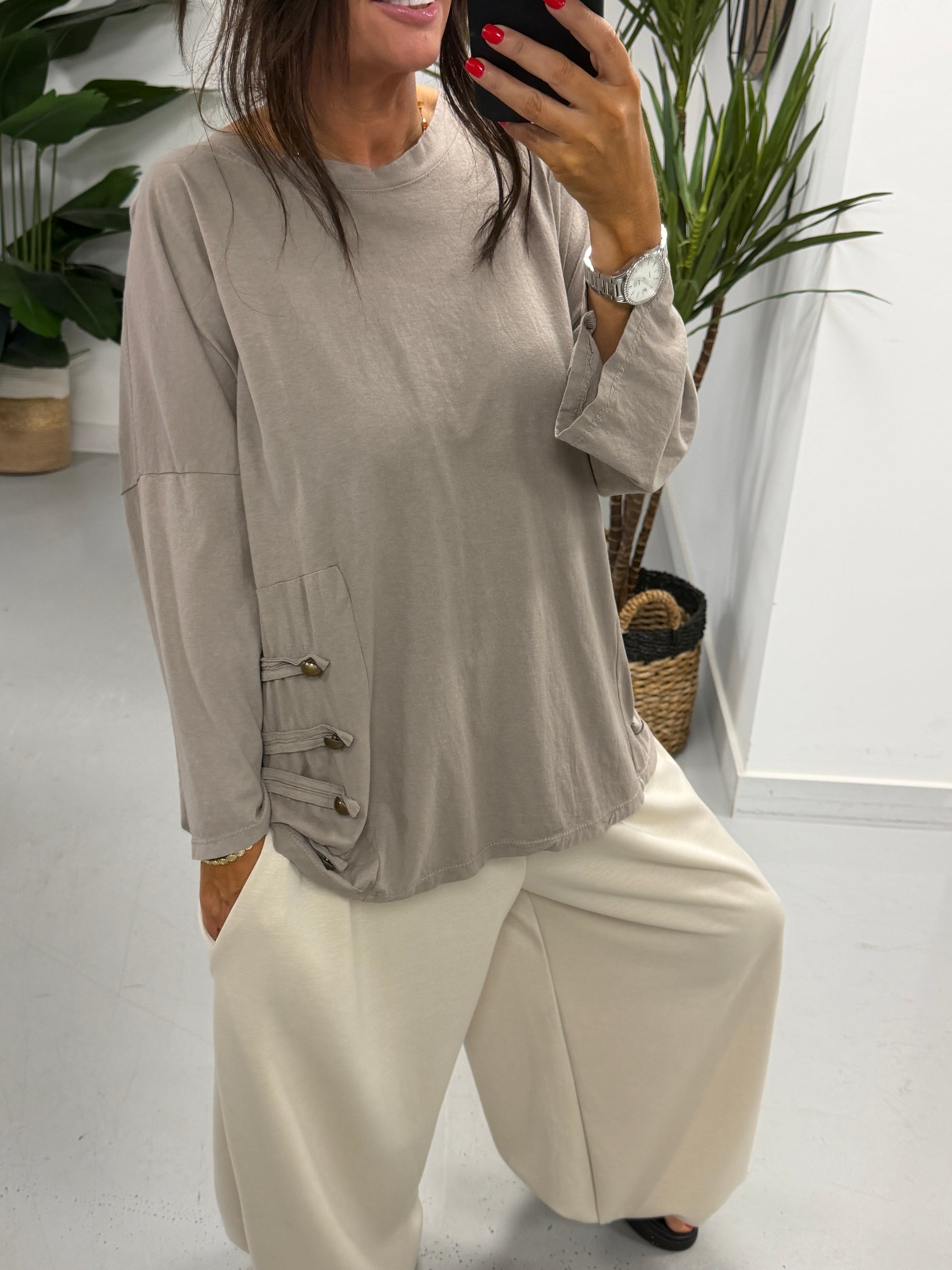 Military Slouch Top - Taupe