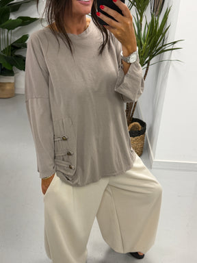 Military Slouch Top - Taupe