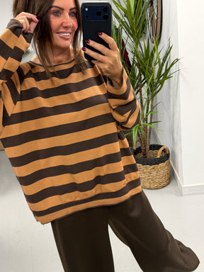 Sunset Stripe Raw Edge - Copper/Chocolate  (Size 10-16)