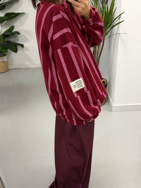 Sunset Stripe  “Life Isn’t Perfect” Sweater - Wine/Pink