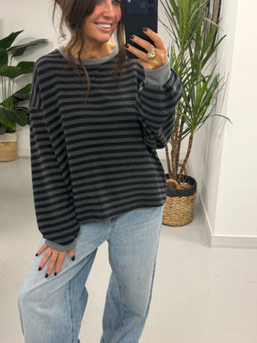 The Weekend Chill Cuff Stripe - Grey/Black (Special Buy No Return) Size 10 - 14