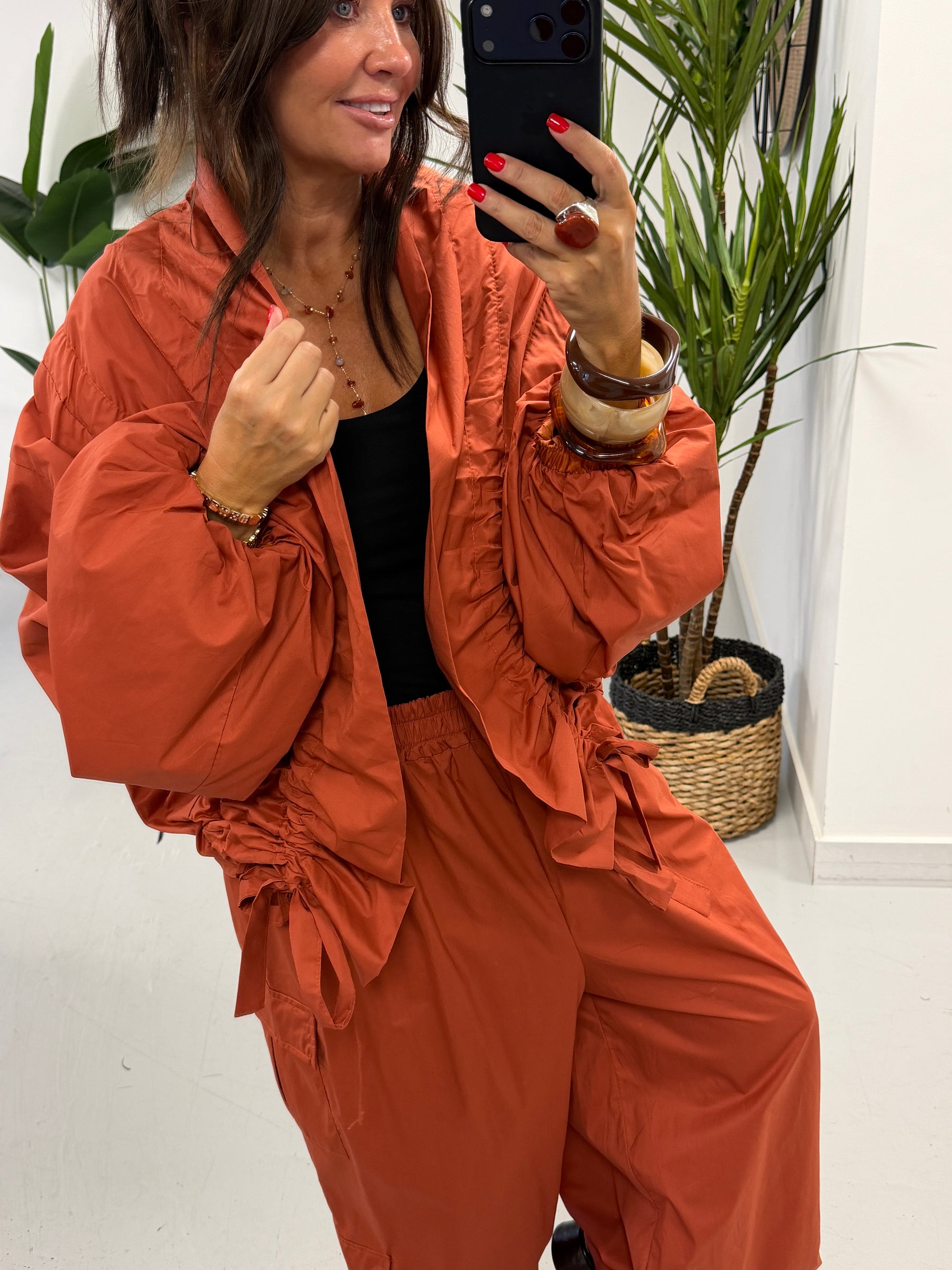 PRE ORDER The Urban Ruched Jacket - Rust