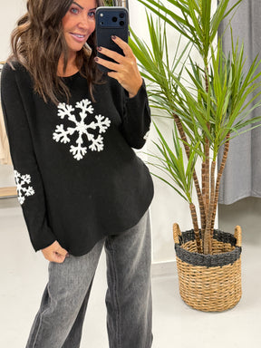 Snow Flake Soft Knit - Black