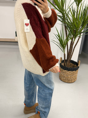 **SALE** The Multi Panel Cardigan - Wine / Chocolate