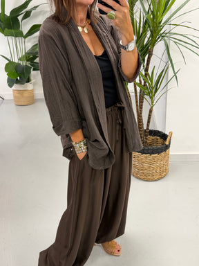 Crinkle Blazer - Chocolate