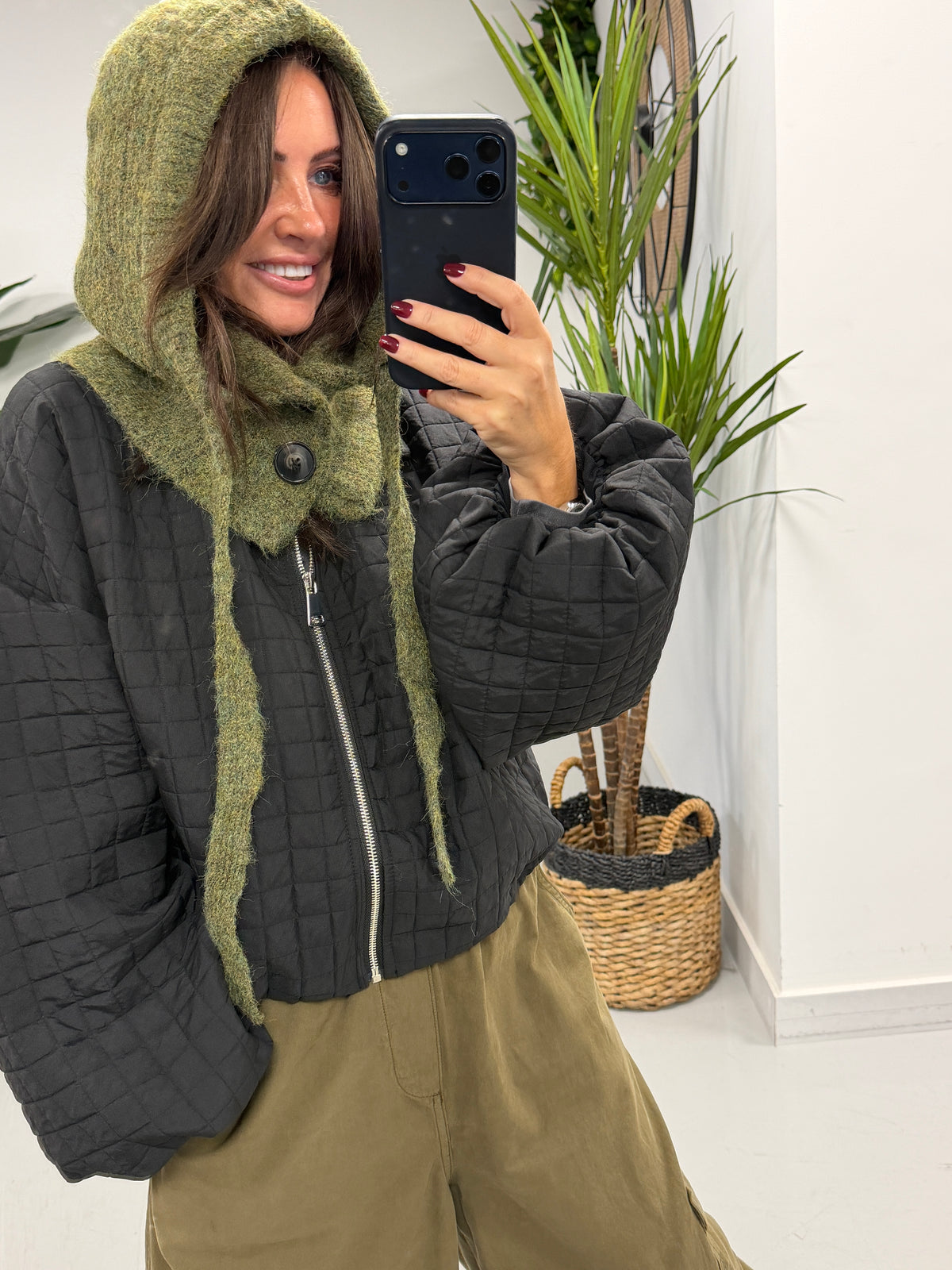 Ladies Button Snood - Khaki