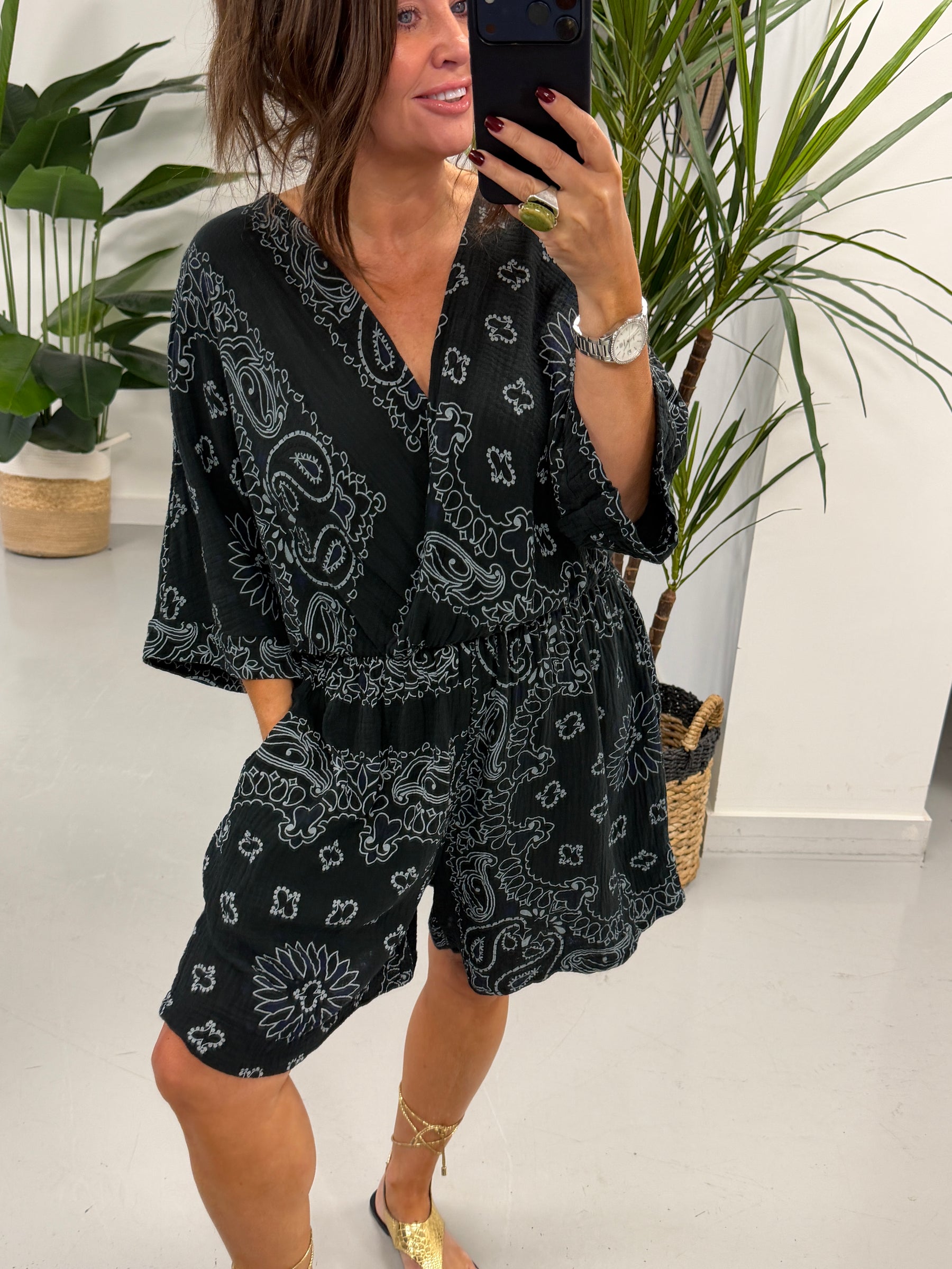 The Bandana Valencia Playsuit - Black