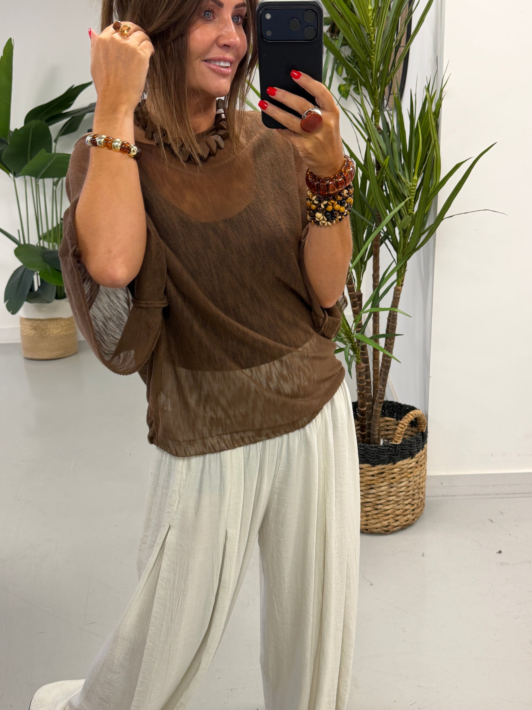The Rae Summer Lightweight Layering Knit - Chocolate