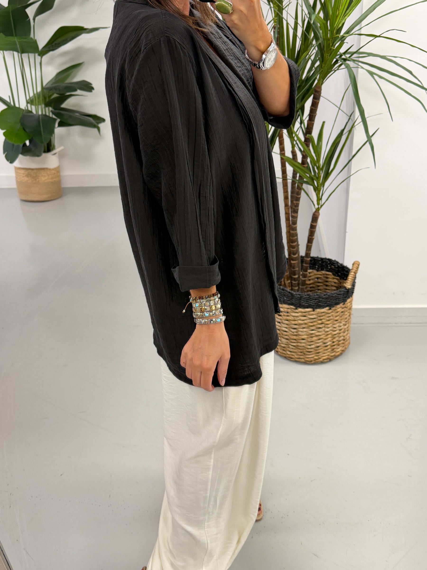 Crinkle Blazer - Black