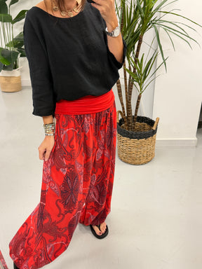 Ali Baba Slouch Pants - Red Paisley