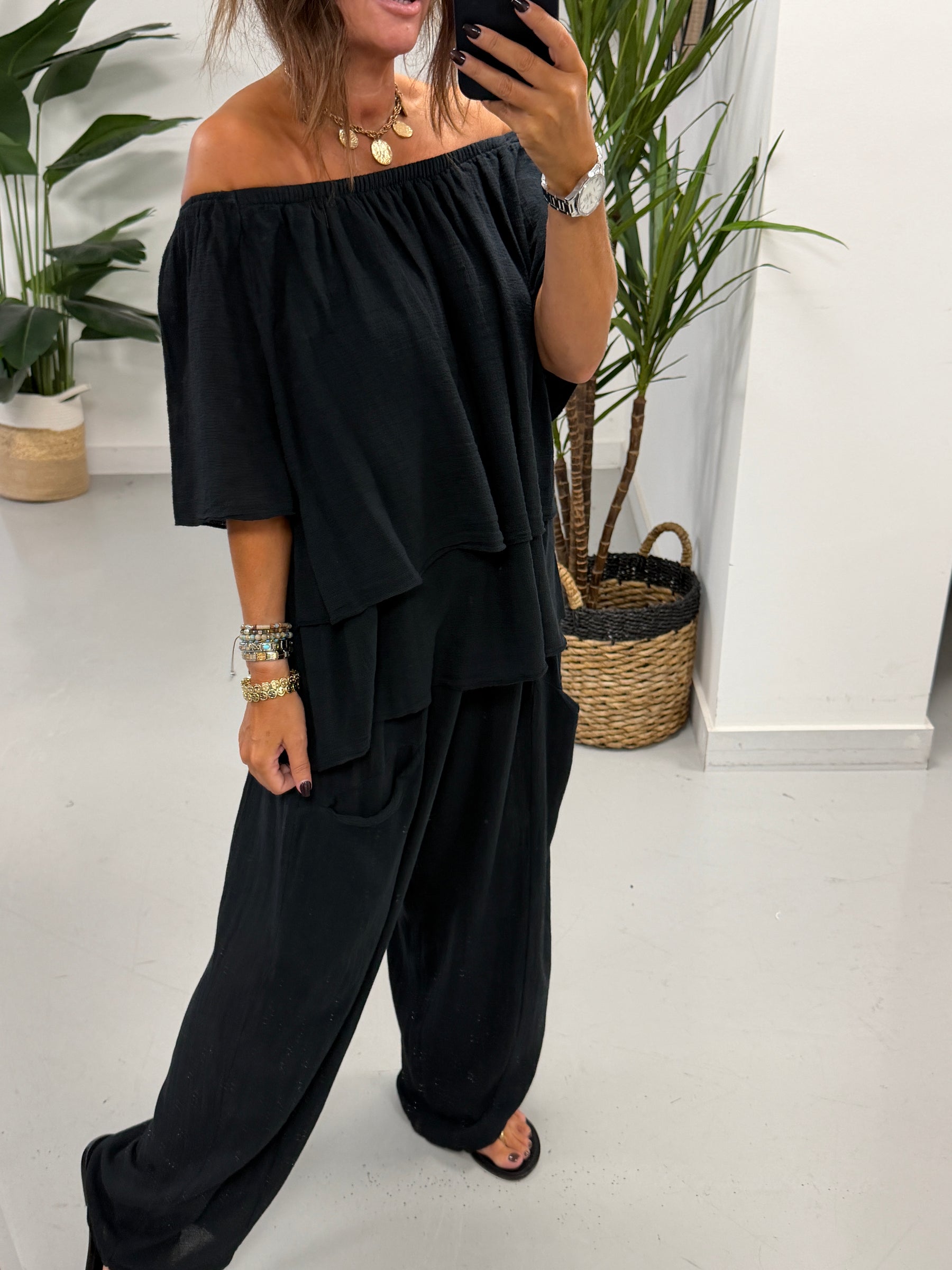 Sahara Bardot Tunic - Black