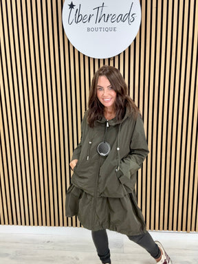 Fly Double Layer Hi Lo Jacket - Khaki