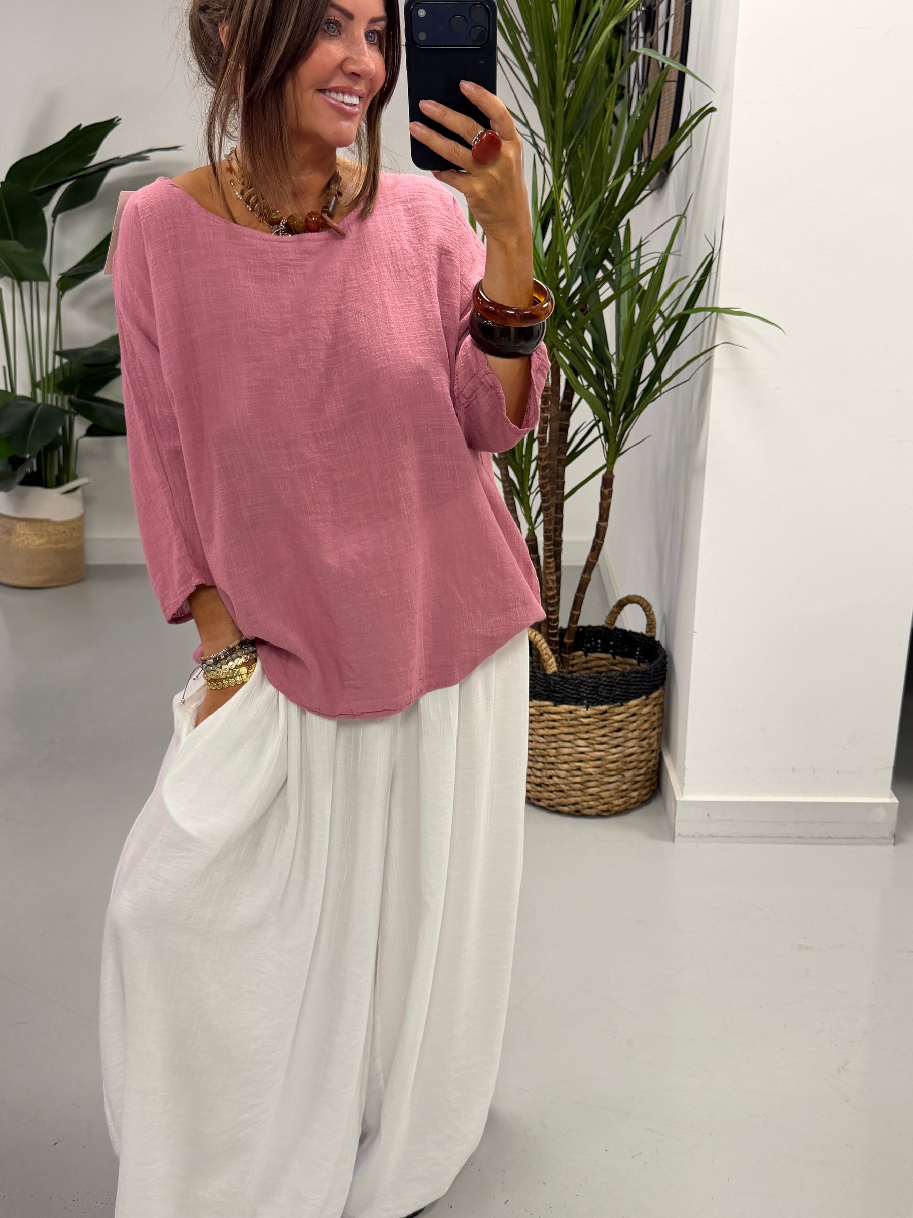 Basic Cotton Top -  Raspberry
