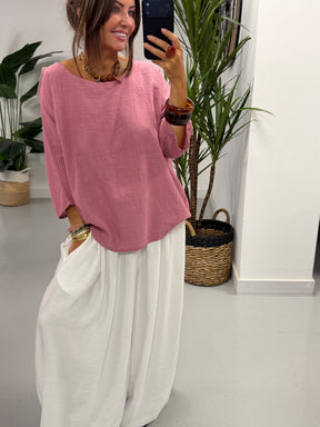 Basic Cotton Top -  Raspberry