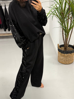 The Scuba Sequin Two Piece - Black