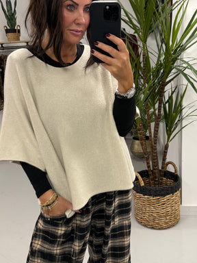 Gracie Crop Sleeve Knit - Stone