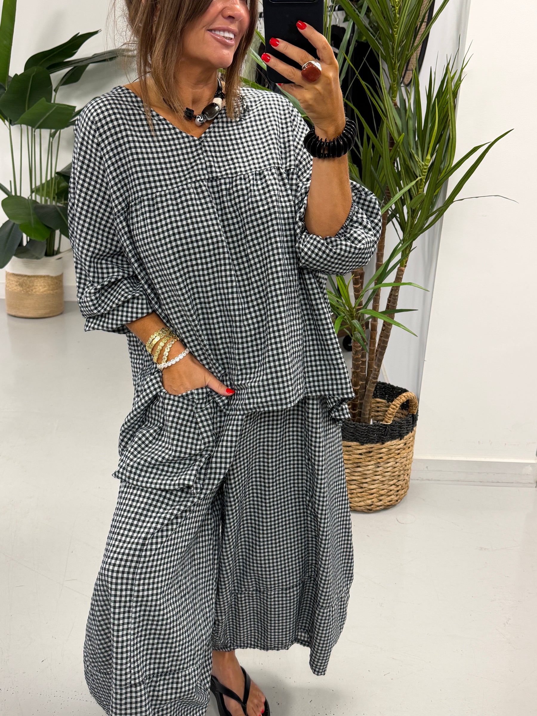 The Vichy Gingham Tunic - Black