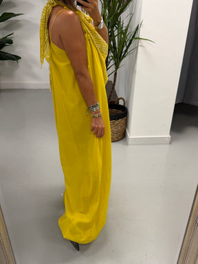 Bandana Scarf Jumpsuit - Yellow