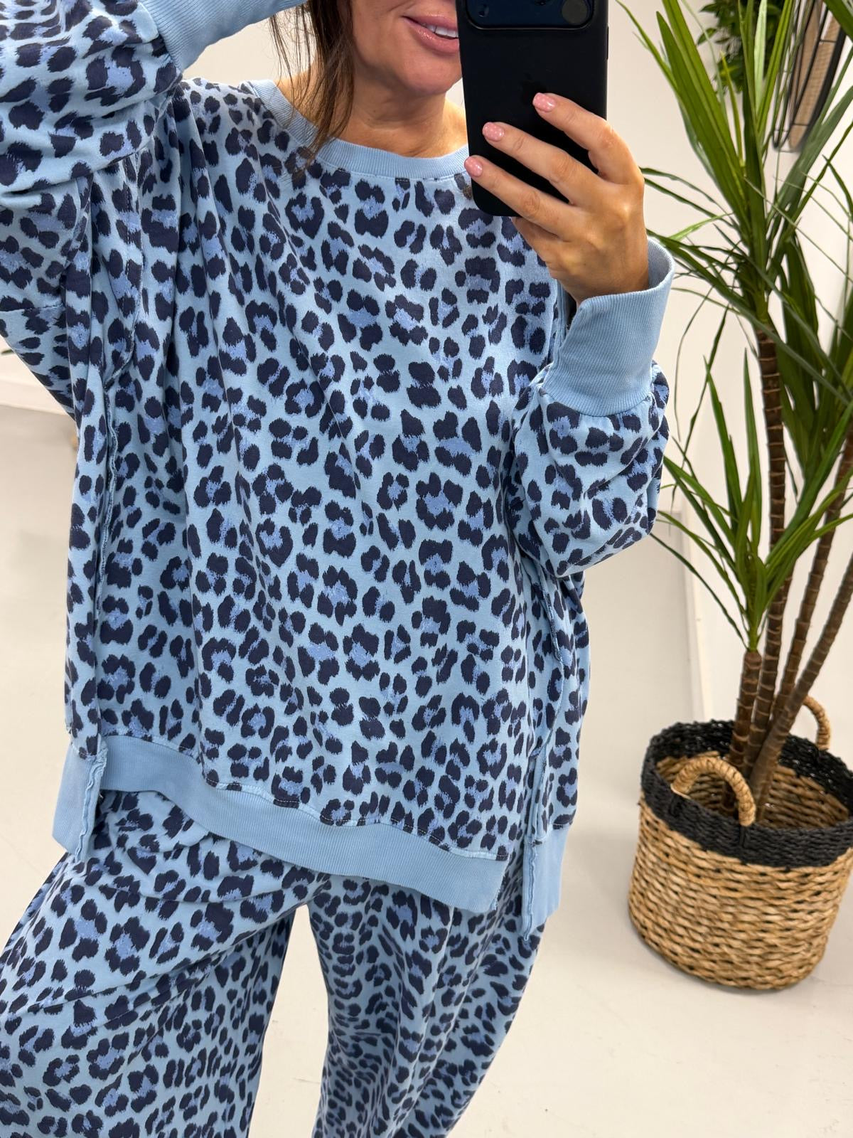 Animal Split Cuff Jersey - Blue