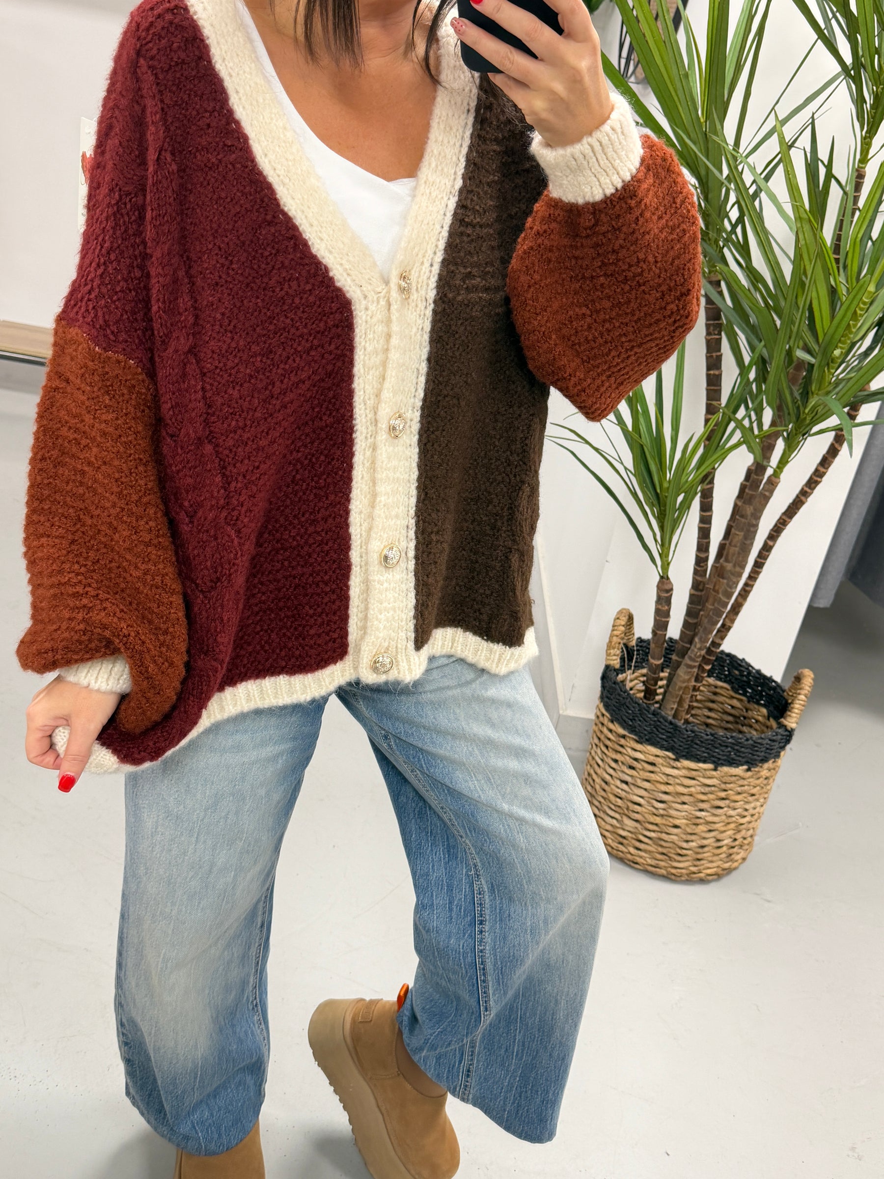 **SALE** The Multi Panel Cardigan - Wine / Chocolate
