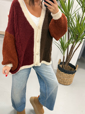 **SALE** The Multi Panel Cardigan - Wine / Chocolate