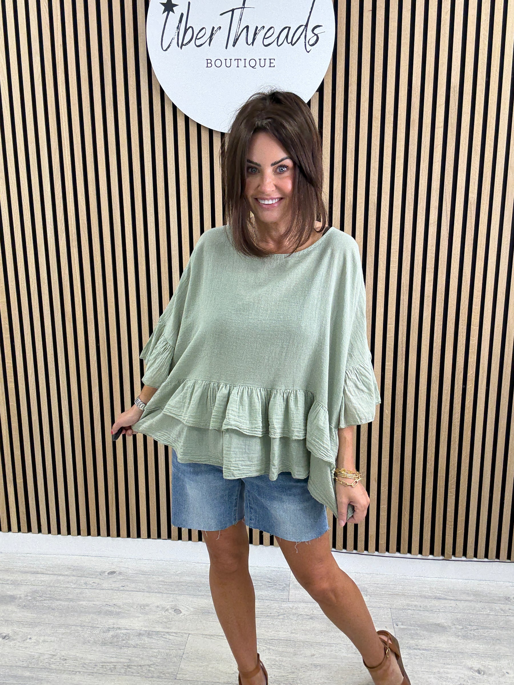 The Zante Frill Tunic - Green