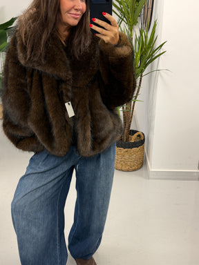 The Reversible PU/Faux Fur Jacket - Chocolate/Black