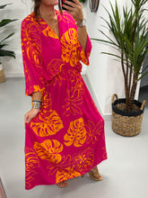 Leaf Cross Over Dress - Pink/Orange