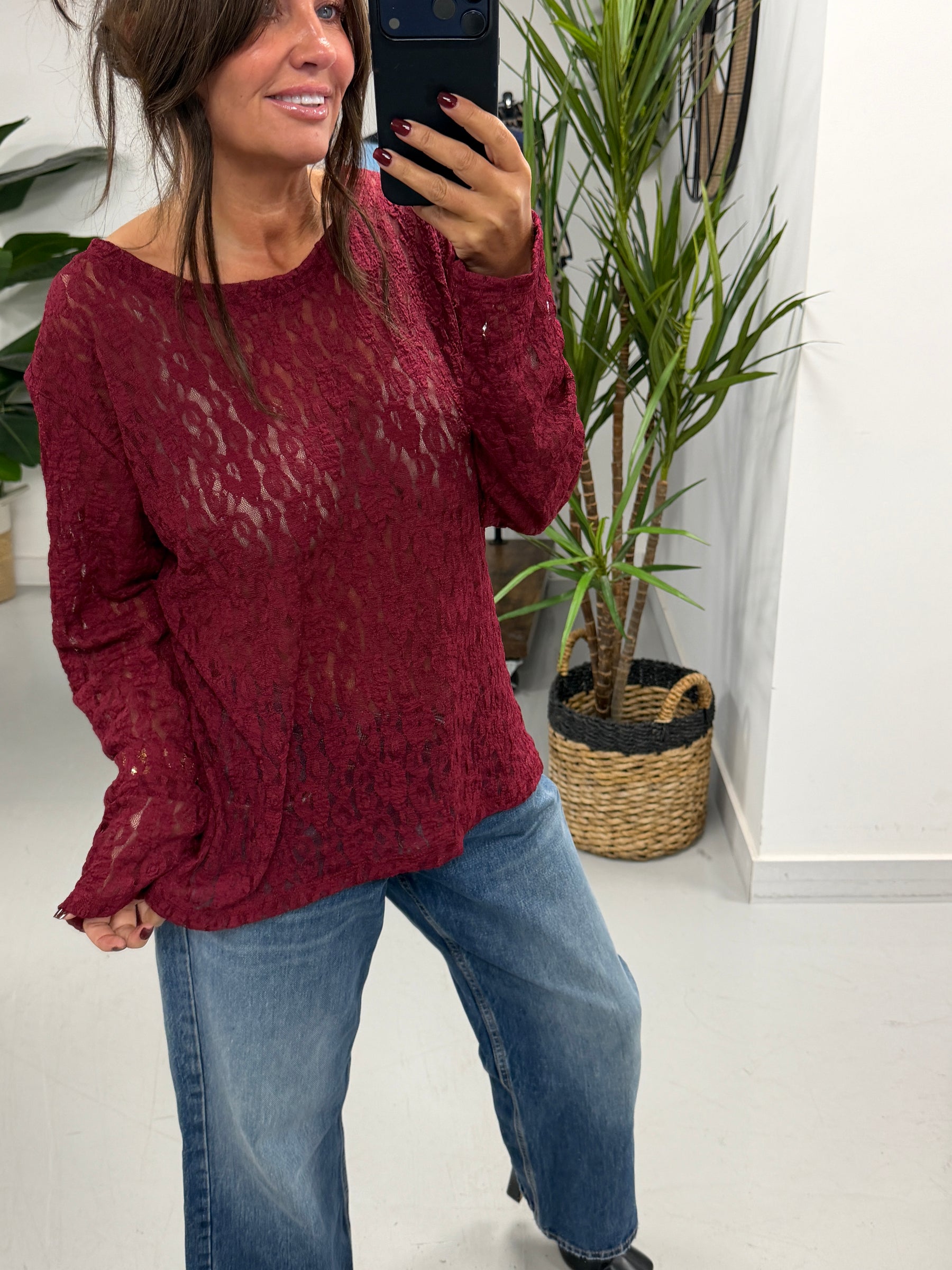 The Lace Mesh - Wine  (Size 12-18)