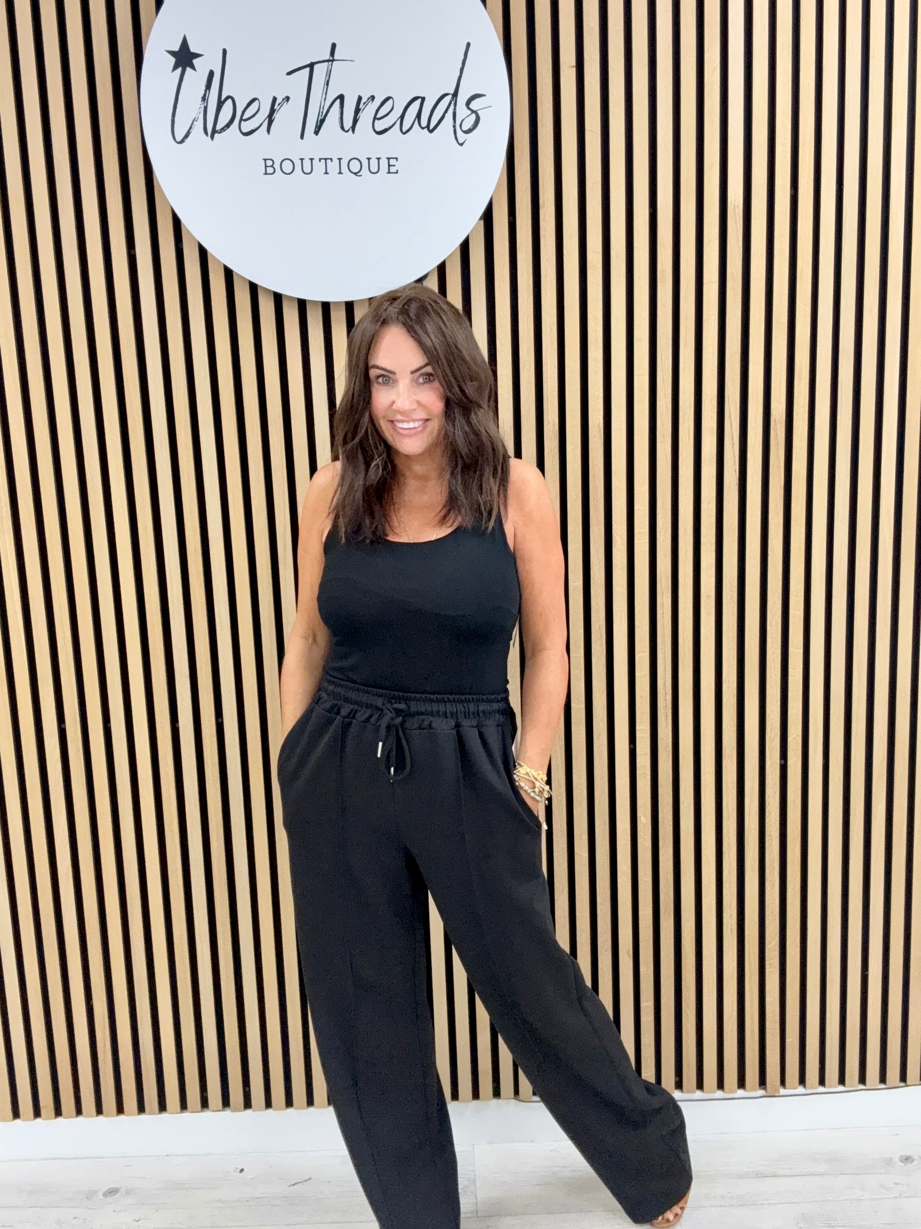 Wide Leg Seam Jogger (STD) Black