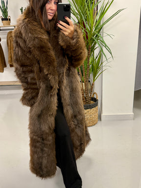 The St Moritz Longline Faux Fur Coat - Chocolate (fitting size 16-20)
