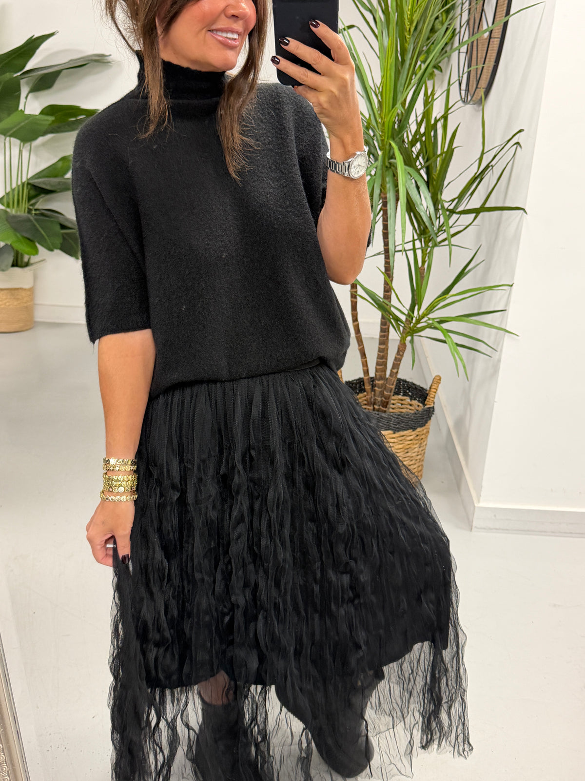 The Liberty Twisty Tulle Skirt - Black (Size 10-18)
