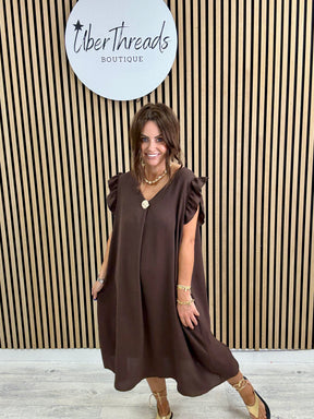 Chunky Button Midi  - Chocolate