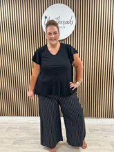 The Pinstripe Palazzo - Black/White (Plus)