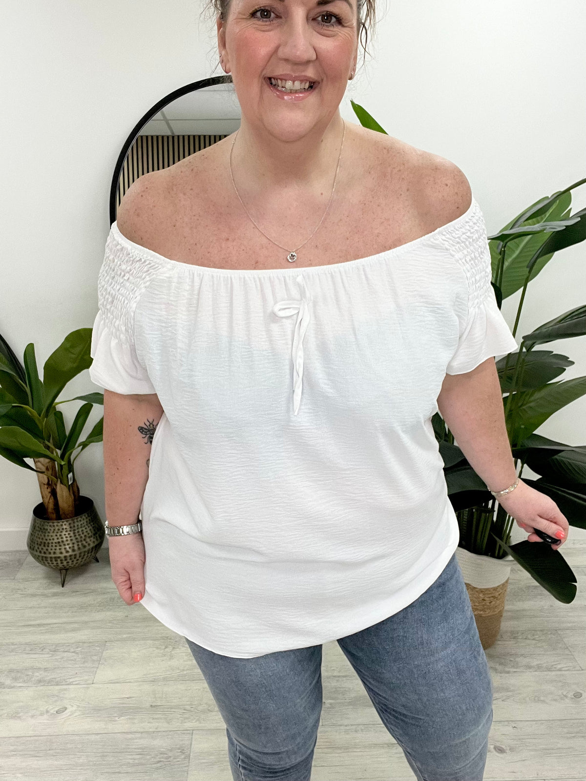 Madeira Bardot Top (plus) - White