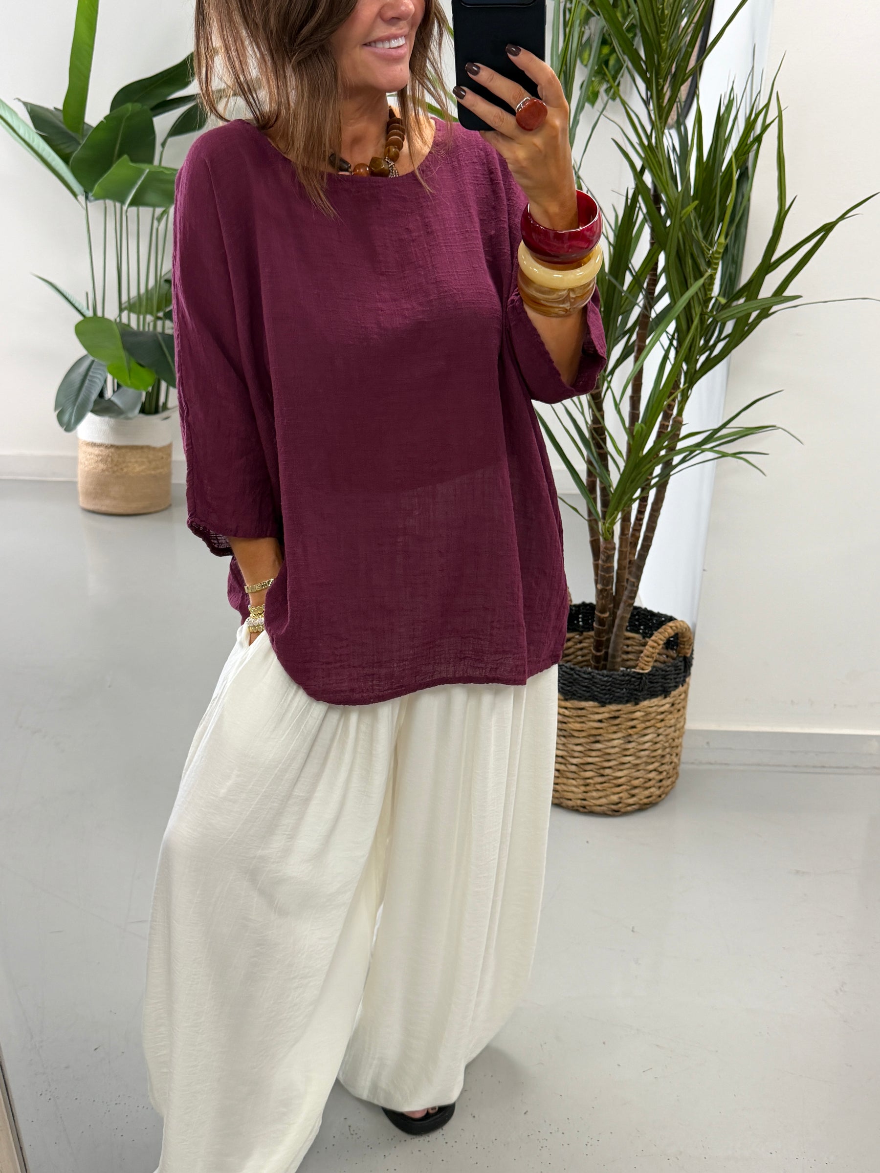 Basic Cotton Top - Wine Size 2