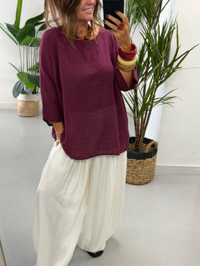 Basic Cotton Top - Wine Size 2