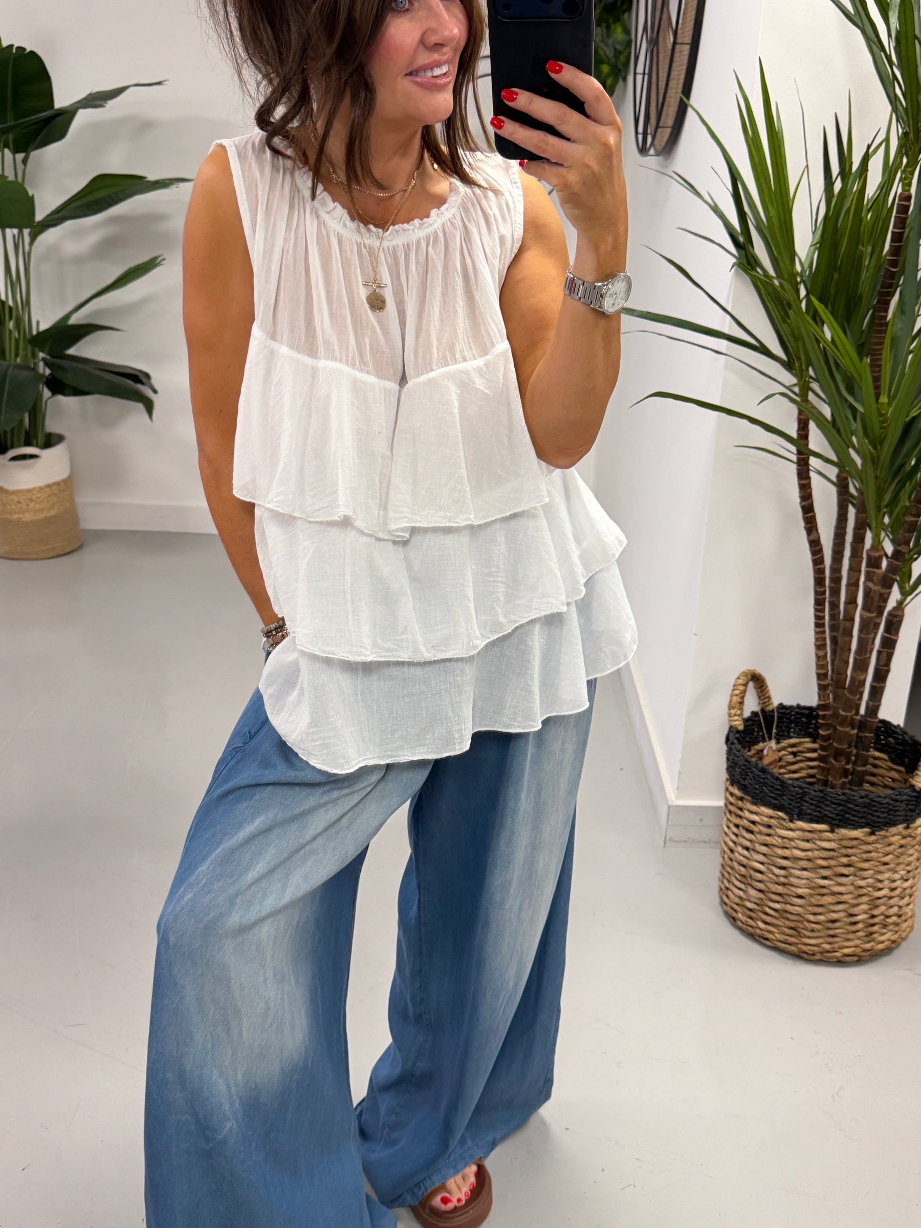 The Rio Ruffle Top - White