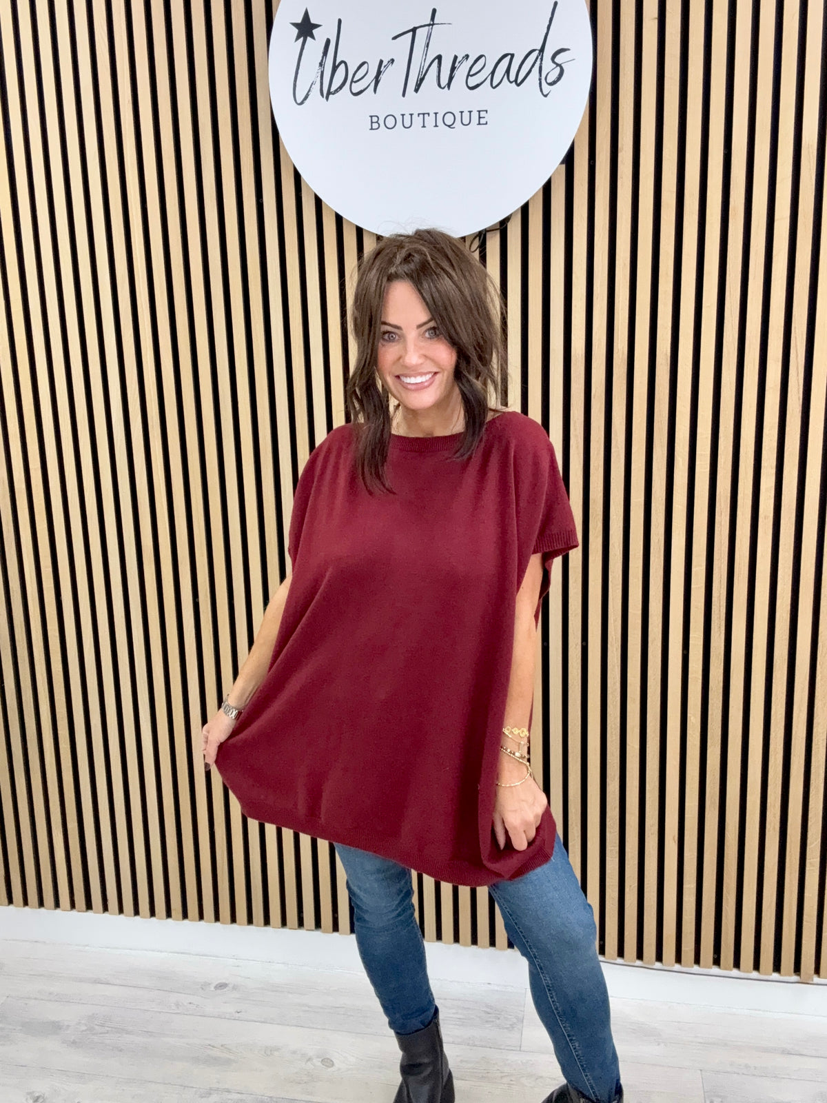 The Knitted Button Back Tank - Mulberry