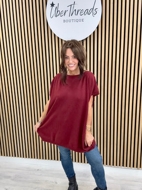 The Knitted Button Back Tank - Mulberry