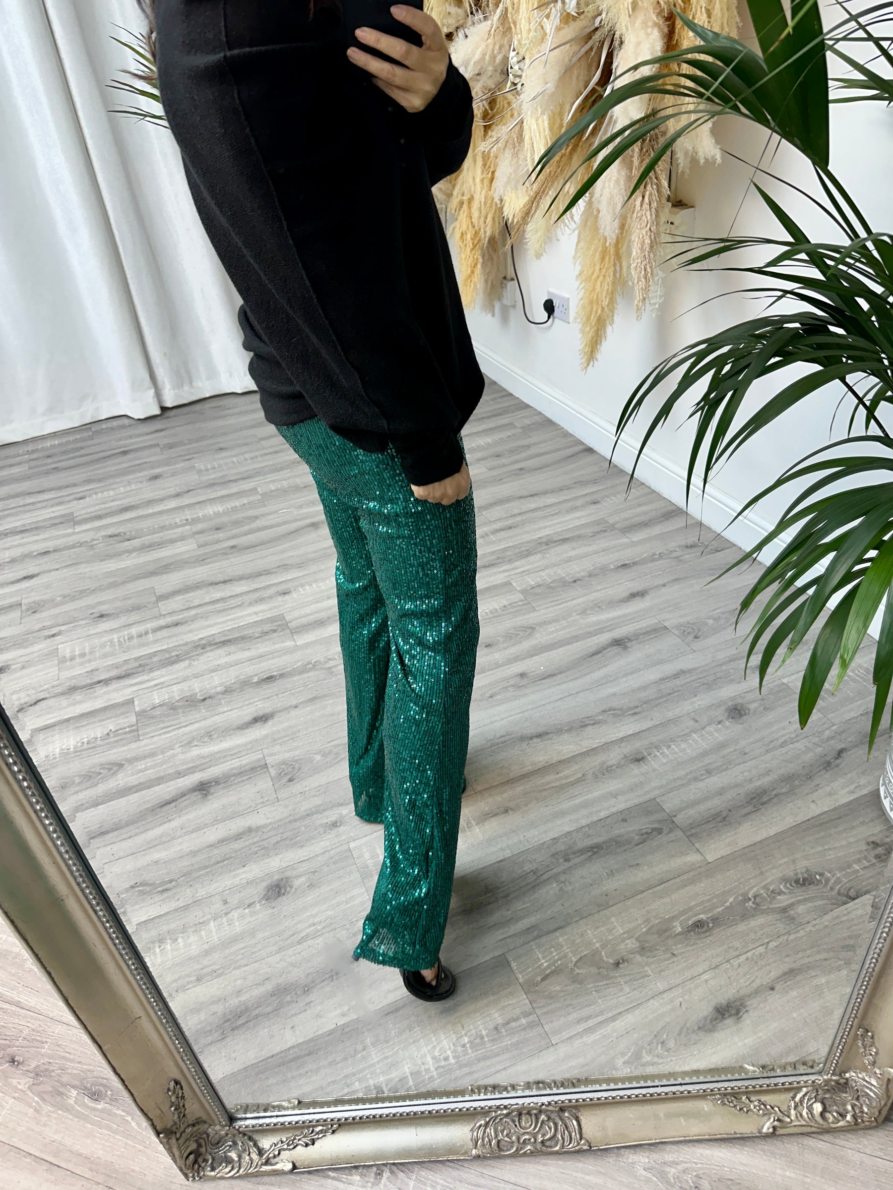 Sequin Trouser - Emerald
