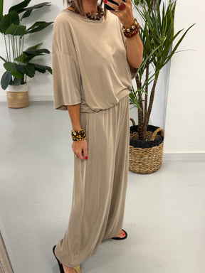 The Weekend Slouch Ribbed Co-Ord - Camel
