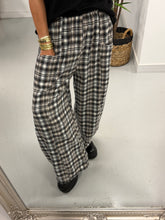 The Bailey Plush Cotton Plaid Barrel Trousers- Black (Size 10-16)