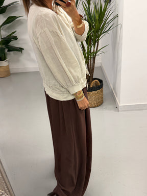 Linen Bomber Jacket - Cream