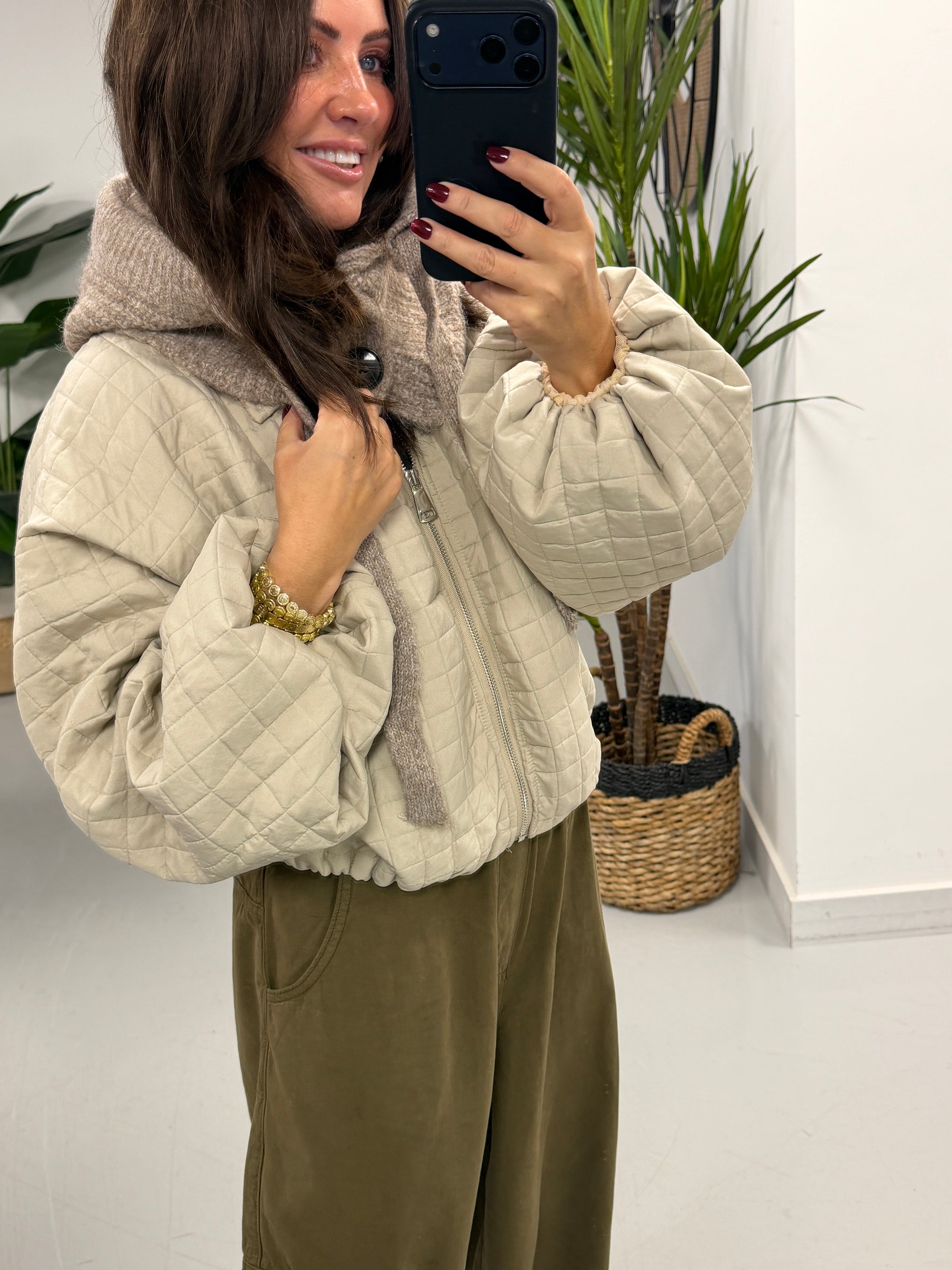 Ladies Button Snood - Oatmeal