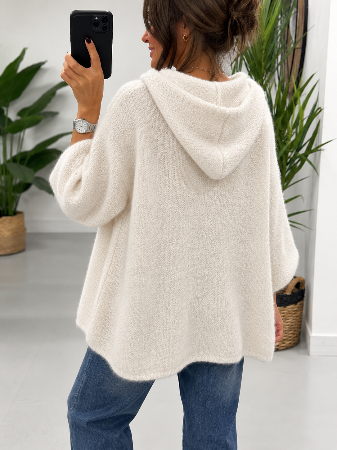 Hooded Zipped Cardigan - Cream  (Size 12-18)