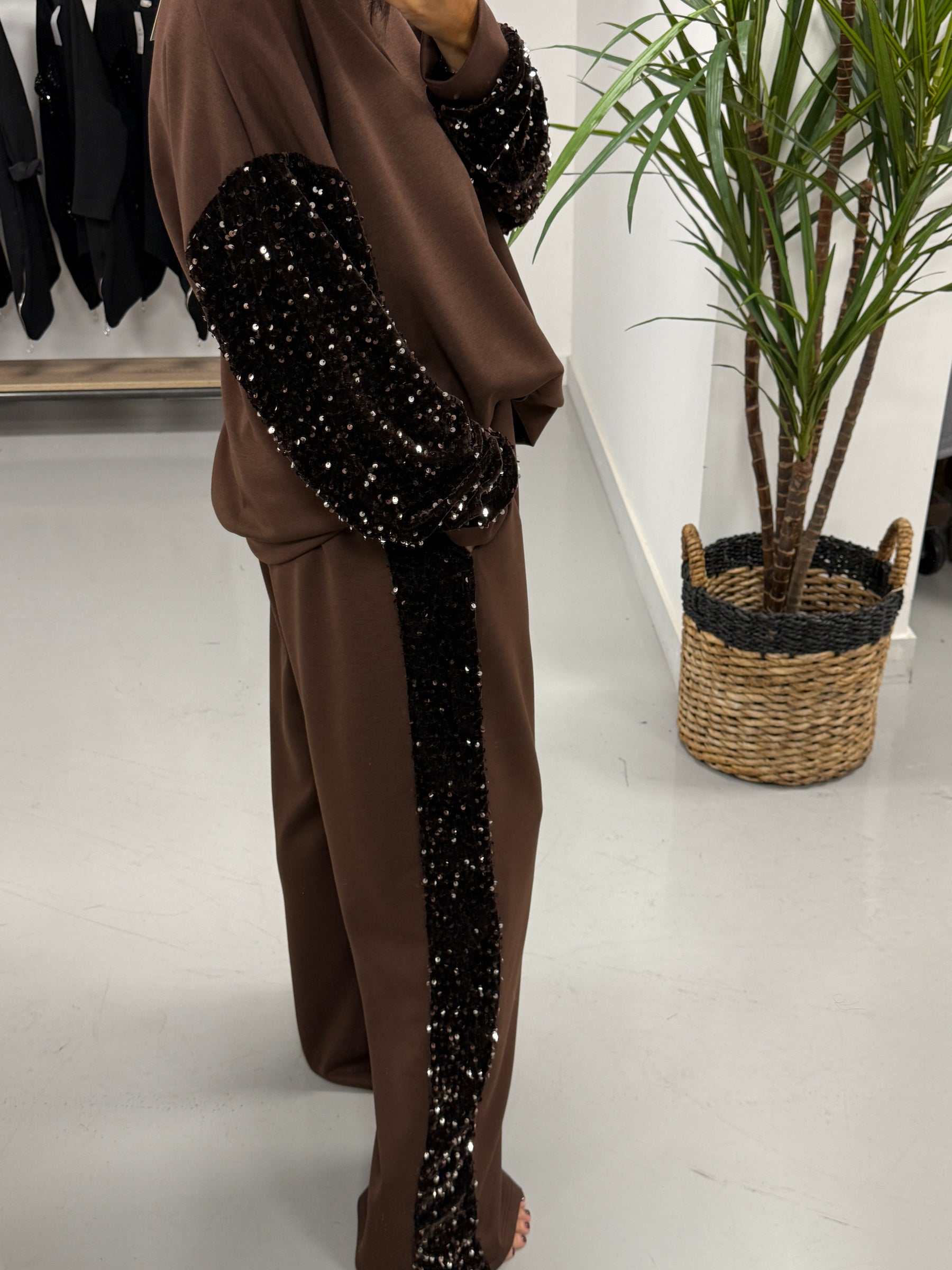 The Scuba Sequin Two Piece - Chocolate