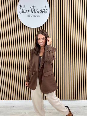 Molly Scuba Blazer  - Chocolate