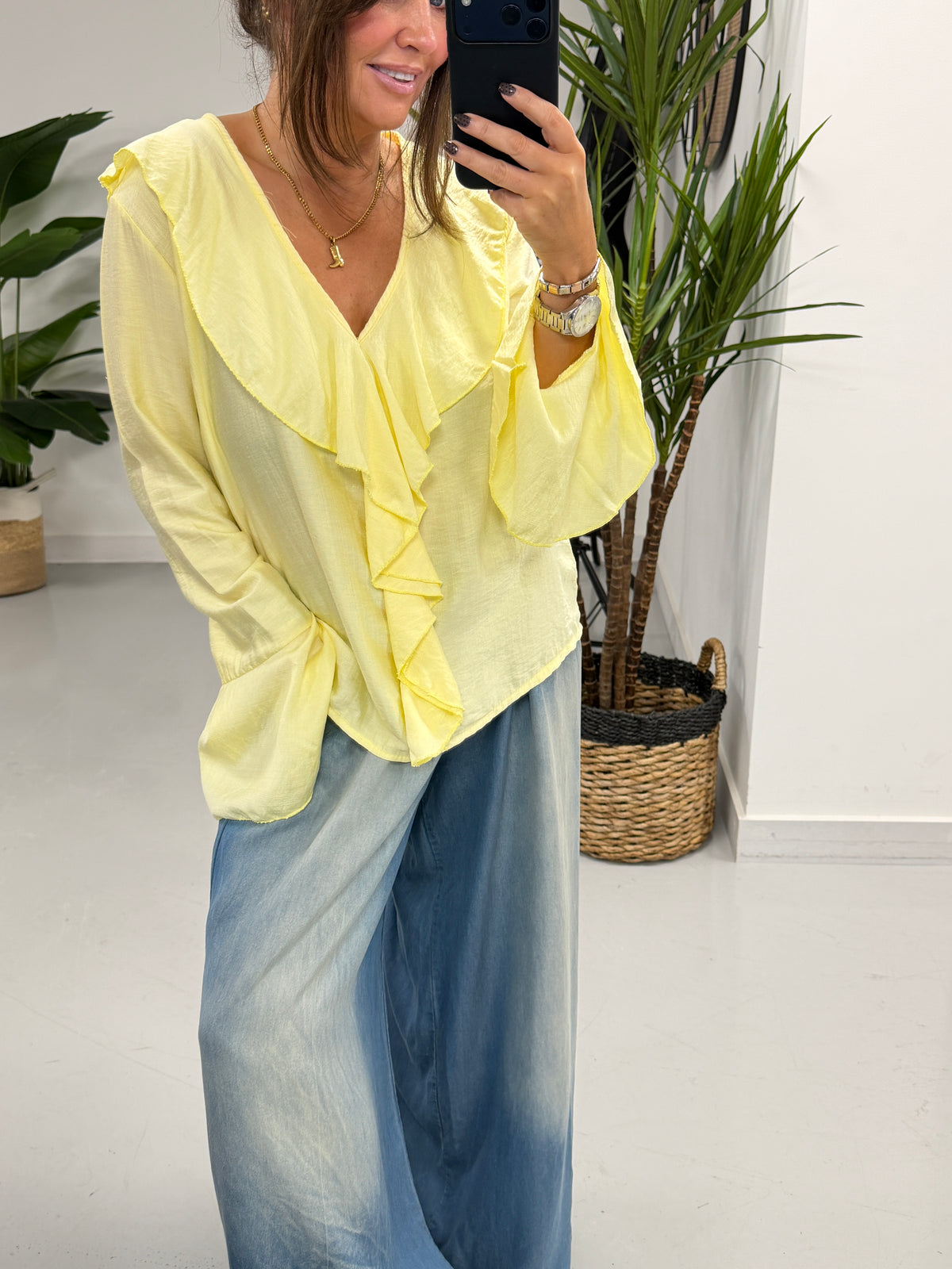Ibiza Frill Blouse - Lemon
